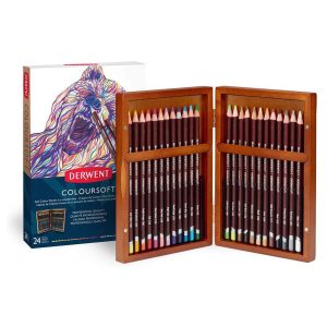 foto di Matite colorate Derwent Coloursoft - scatola in legno d'acero - DERWENT