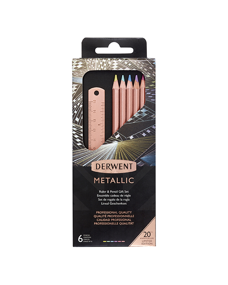 Matite colorate “Metallic” con righello Edizione Limitata – DERWENT