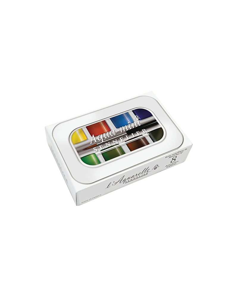 “Aqua-Mini”- Set da 8 acquerelli mezzi gedet extra fini – SENNELIER
