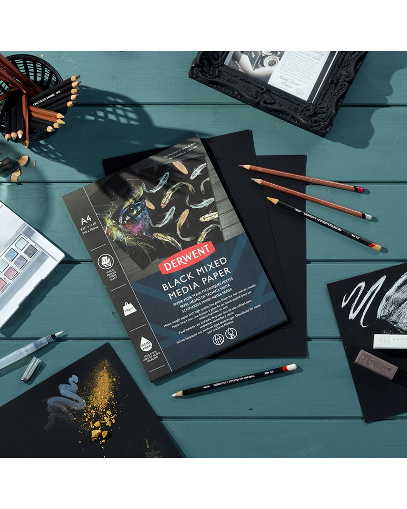Blocco Mixed Media “Carta Nera” 300 g/m²- per tecniche miste – DERWENT - 1