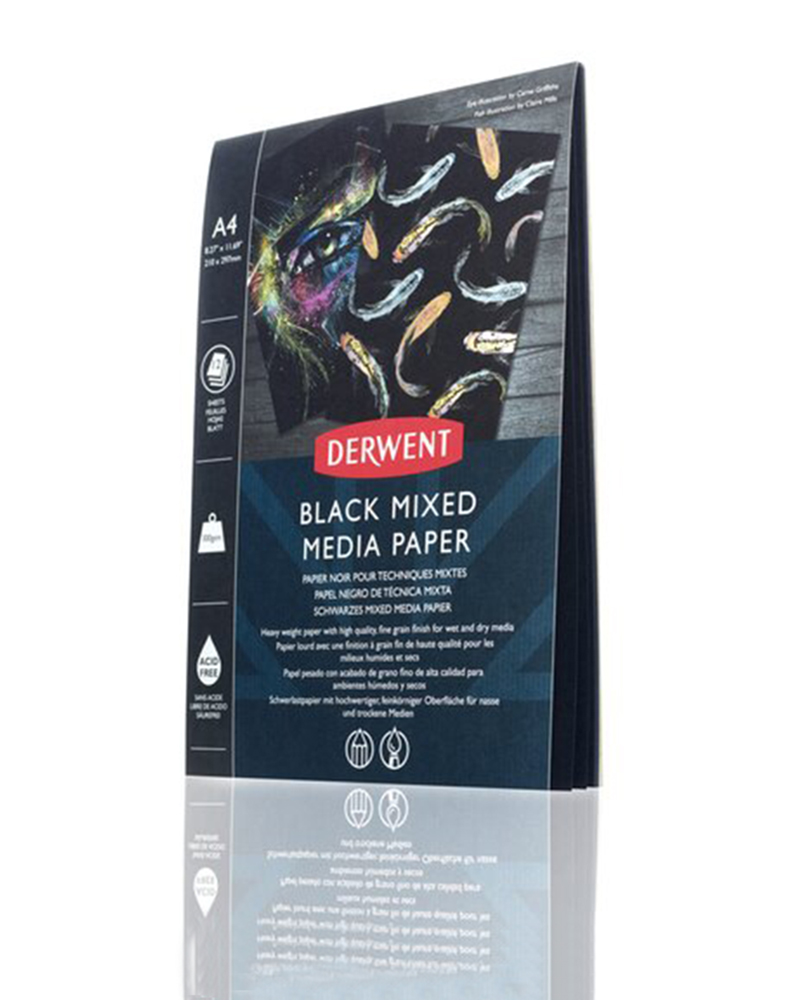 foto di Blocco Mixed Media "Carta Nera" 300 g/m²- per tecniche miste- DERWENT
