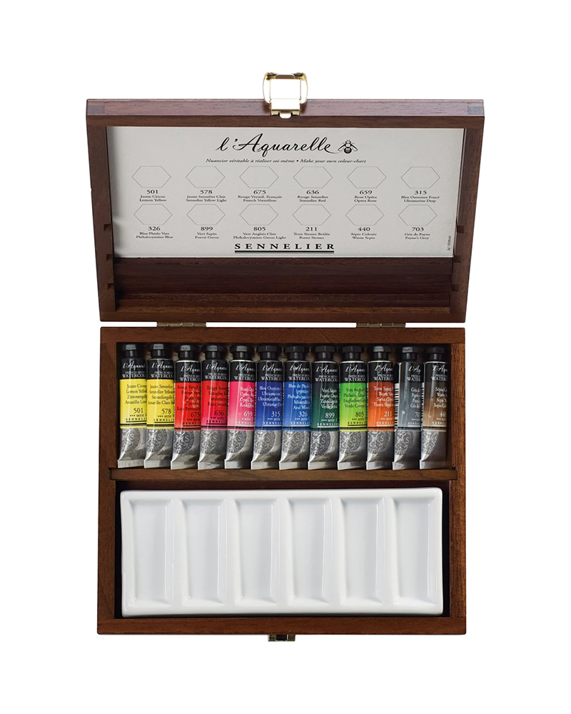 foto di Cofanetto di lusso in noce - set acquerello Extra Fine - Sennelier