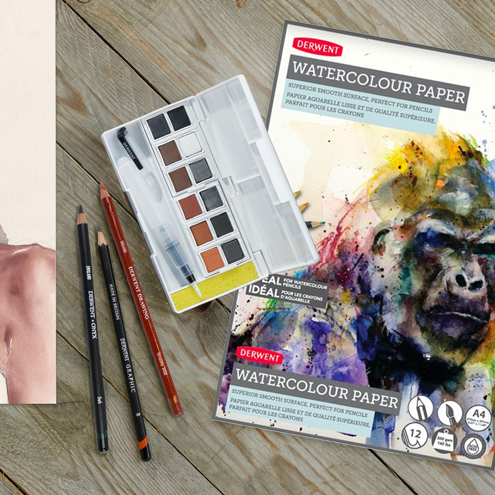 Set Acquerelli “Shade & Tone” mixed media 12 mezzi godet – DERWENT - 1