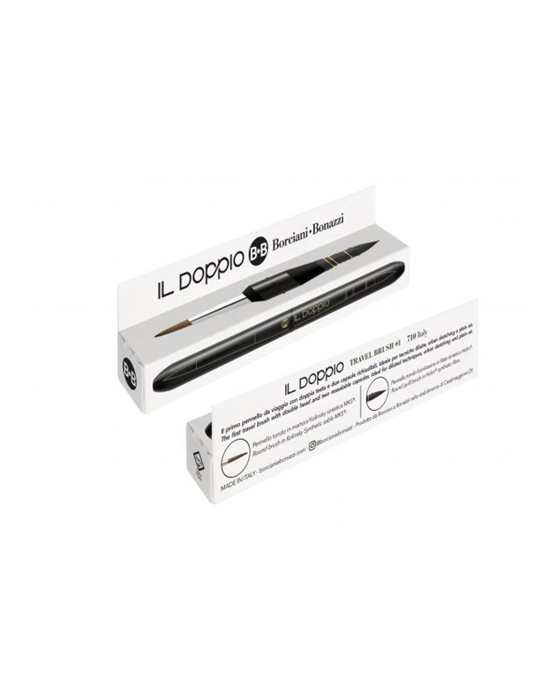 Pennello “IL DOPPIO” Travel Brush – Serie 710 doppia punta – BORCIANI e BONAZZI