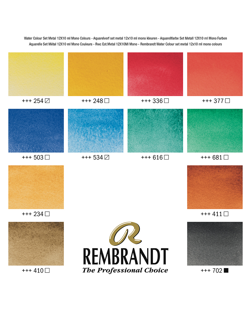 Talens Acquerelli in Tubetto – Colori Extrafini Rembrandt Set 12 Tubetti 10ml Mono Pigmento - 3