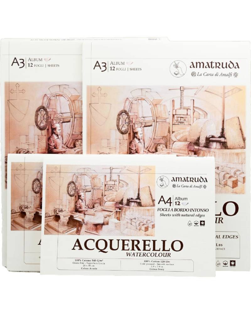 foto di Amatruda Carta per Acquerello - Album con Fogli Bordo Intonso 500gr