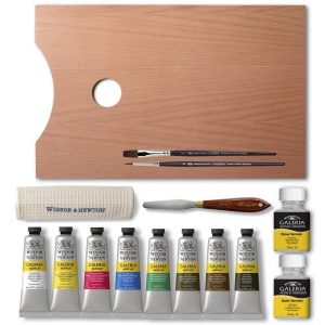 Set Colori Acrilici Winsor & Newton – Cassetta in Legno Galeria – 8 tubetti da 60ml - 1