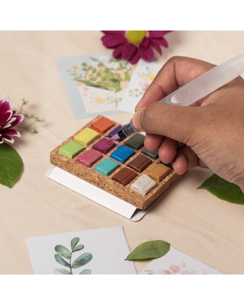 Viviva Metallic Watercolors – Set di 15 Colori Metallizzati Su Tavolozza di Sughero - 1