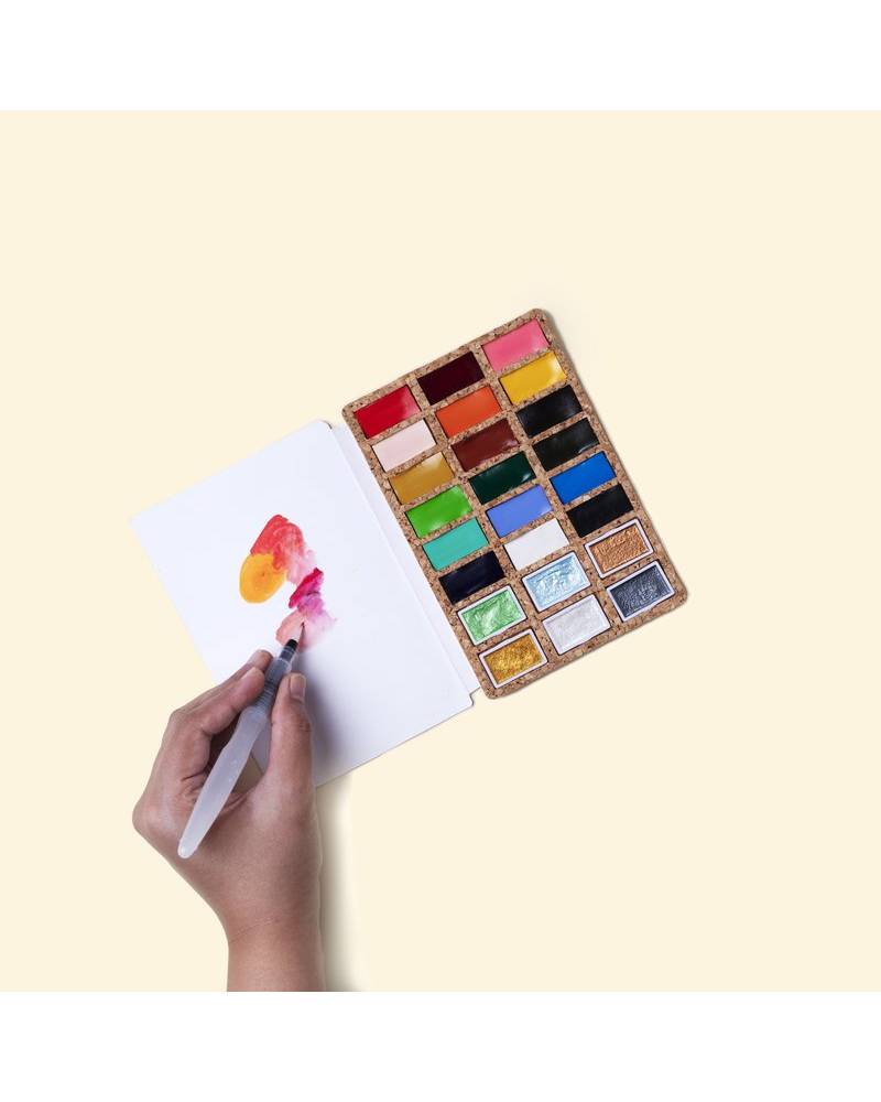 Viviva Watercolors – Confezione in Sughero set di Acquerelli 24 colori - 2