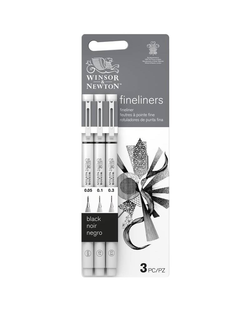 foto di Fineliner Pennarelli Winsor & Newton - Set Nero x3 Piccolo
